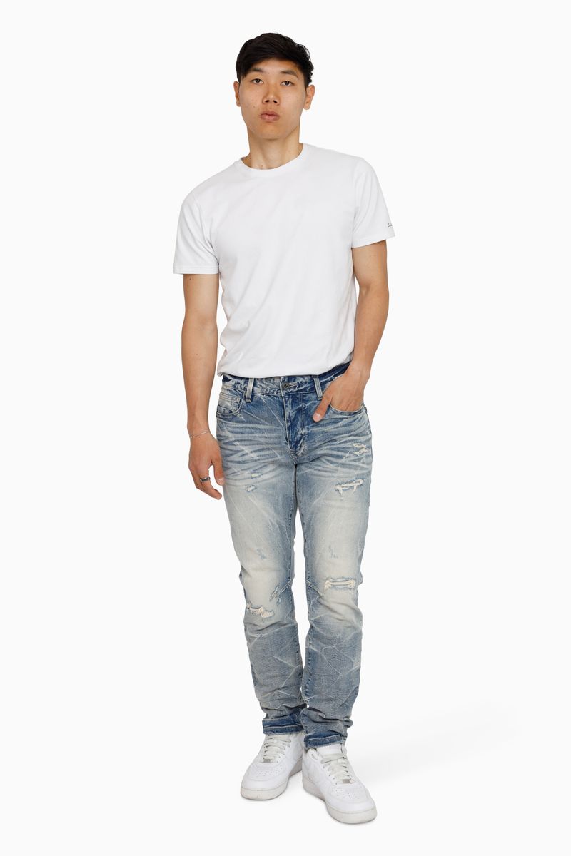 HONEYCOMB EFFECT WASHED JEANS