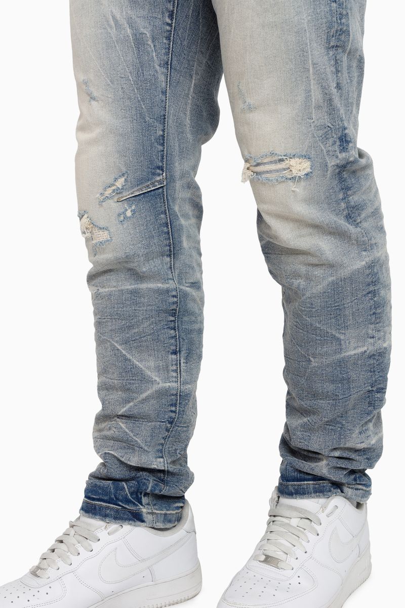 HONEYCOMB EFFECT WASHED JEANS