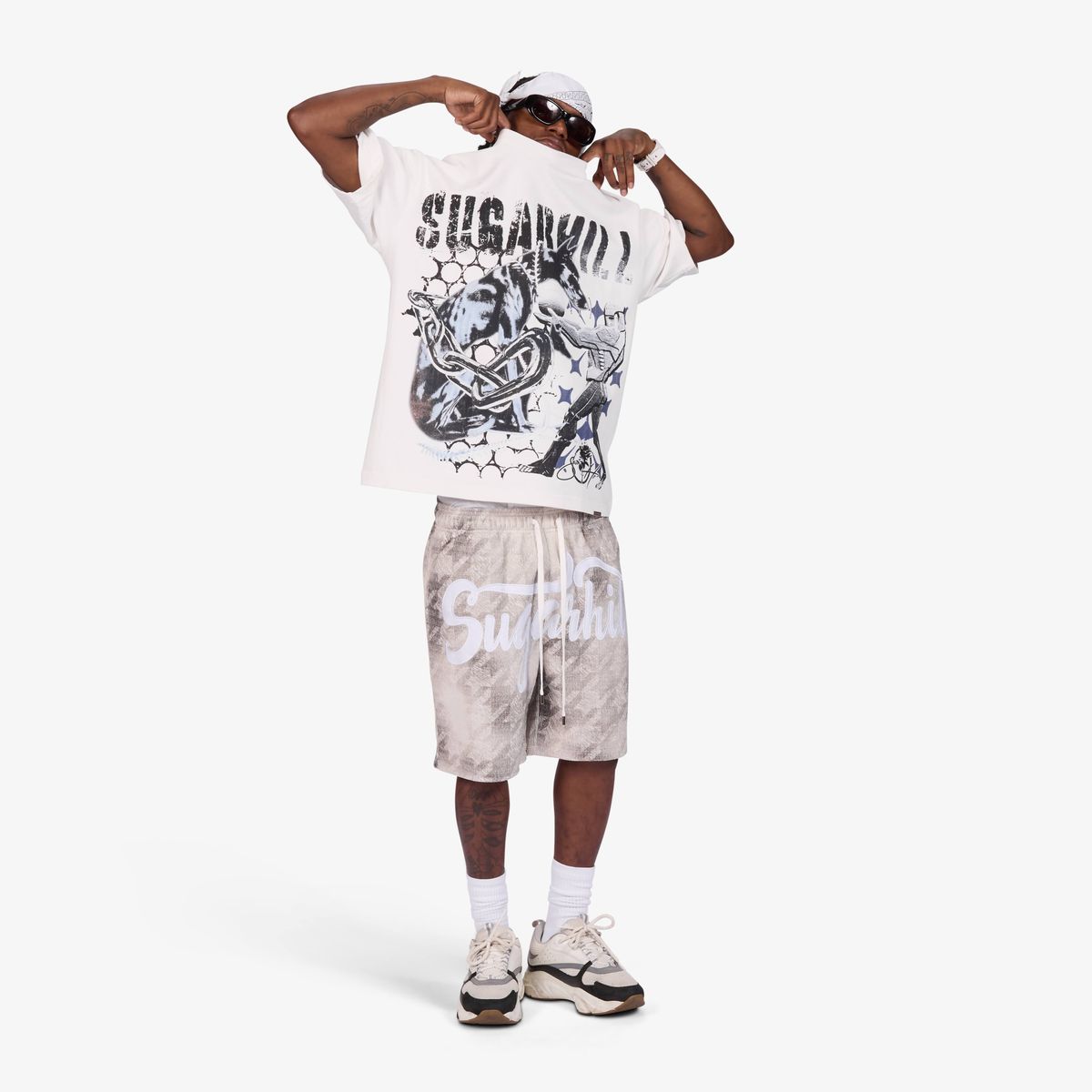 "DAMSEL" SHORTS (GRAY JACQUARD)