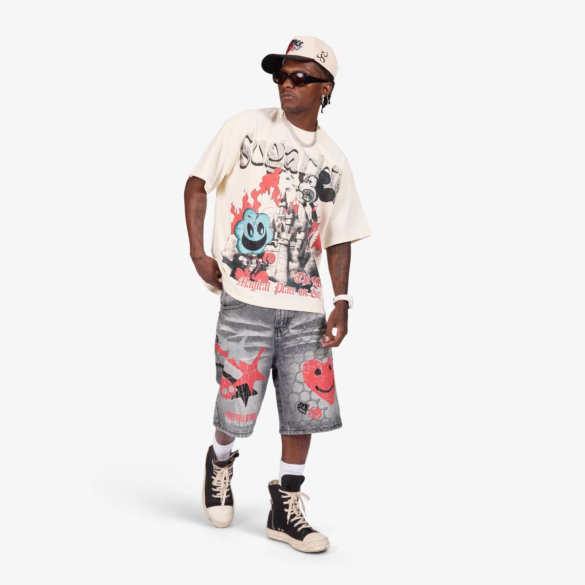 “SUNSHINE” JORTS (GRAY WASH)