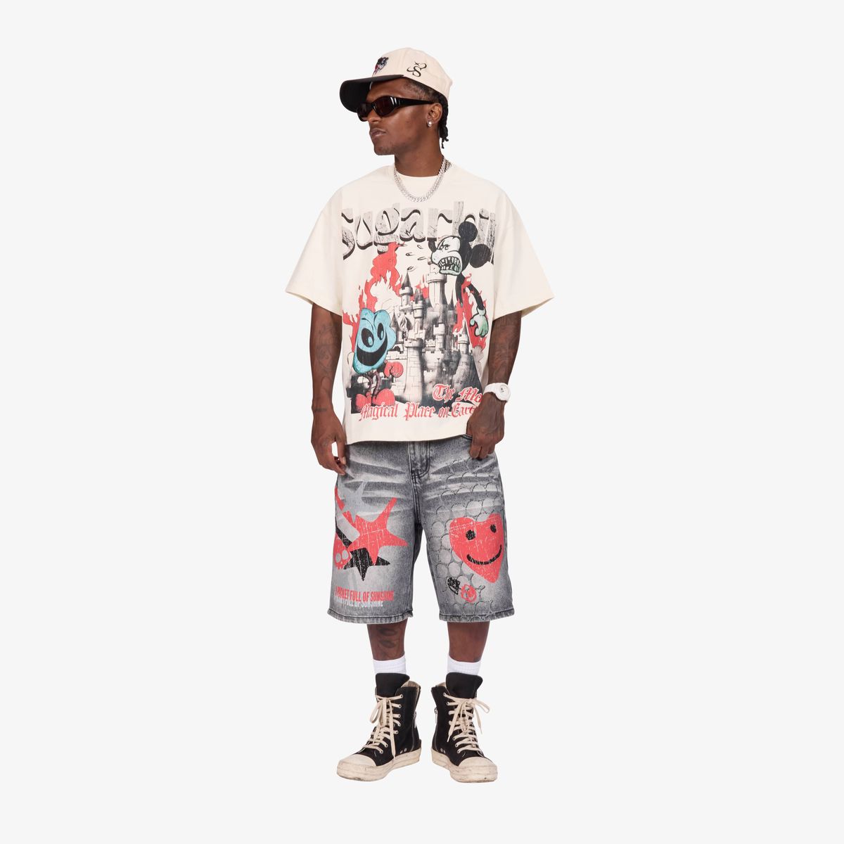 “SUNSHINE” JORTS (GRAY WASH)