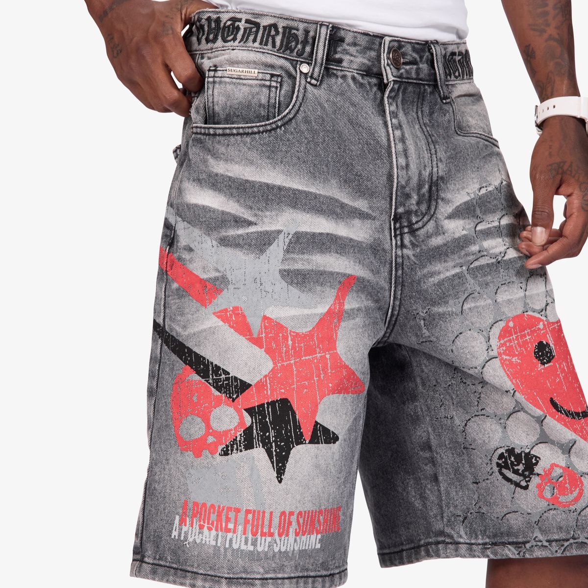 “SUNSHINE” JORTS (GRAY WASH)