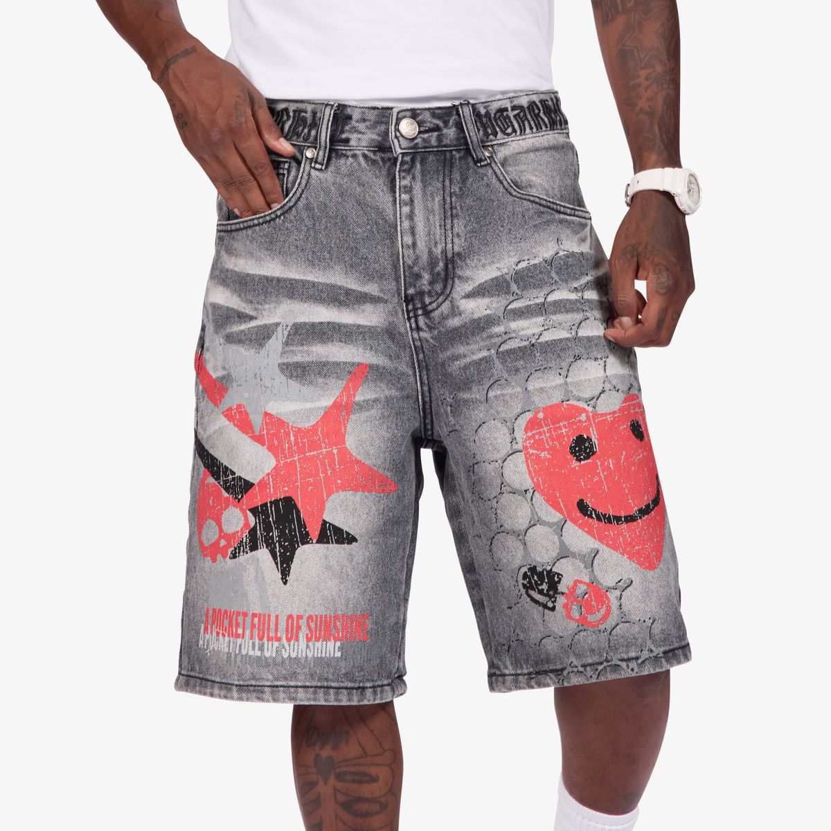 “SUNSHINE” JORTS (GRAY WASH)