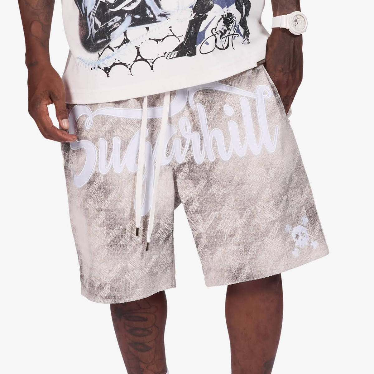 "DAMSEL" SHORTS (GRAY JACQUARD)