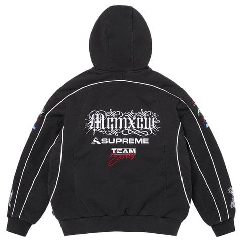Supreme Racing Lined Zip Up Hooded Sweatshirt - Black