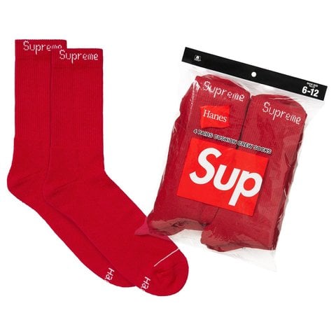 Supreme/Hanes Crew Socks (4 Pack) - Red