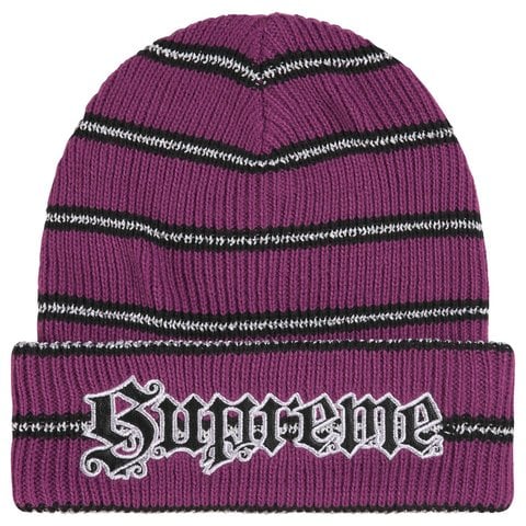 Supreme Metallic Stripe Beanie - Purple