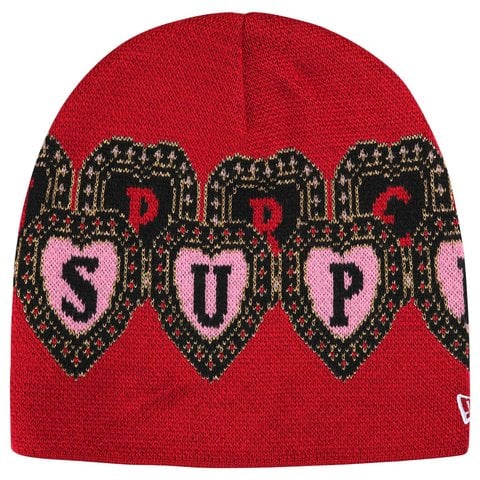 Supreme New Era Hearts Beanie - Red