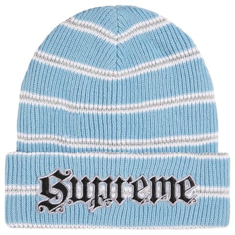 Supreme Metallic Stripe Beanie - Light Blue