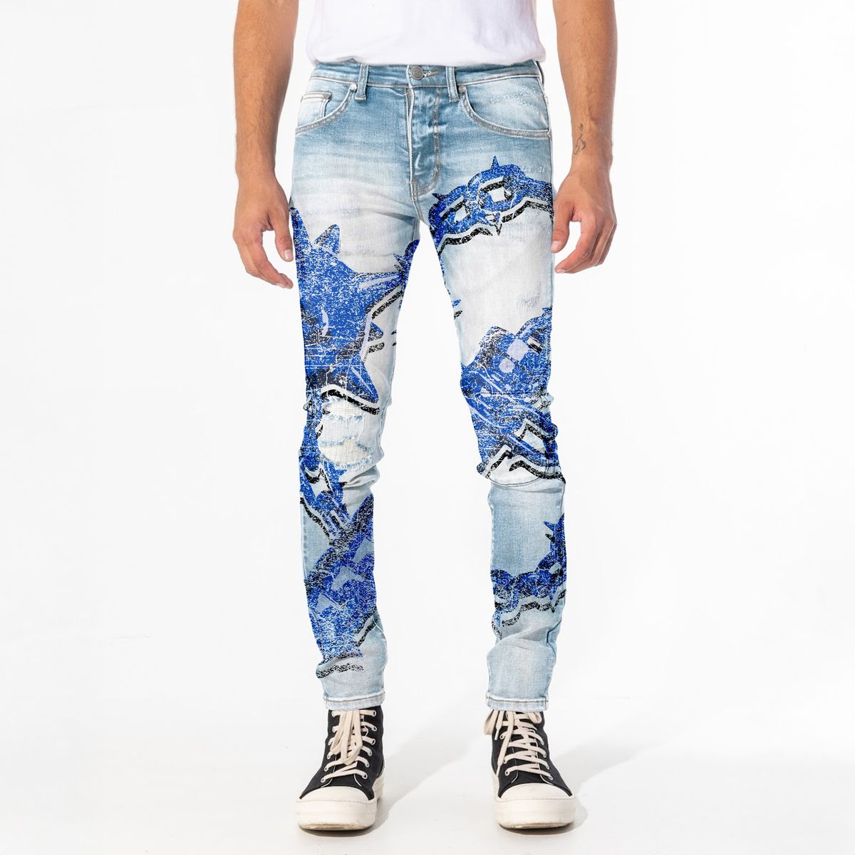 "MACE" SKINNY JEANS (BLUE PRINT)