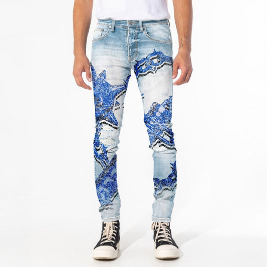 "MACE" SKINNY JEANS (BLUE PRINT)