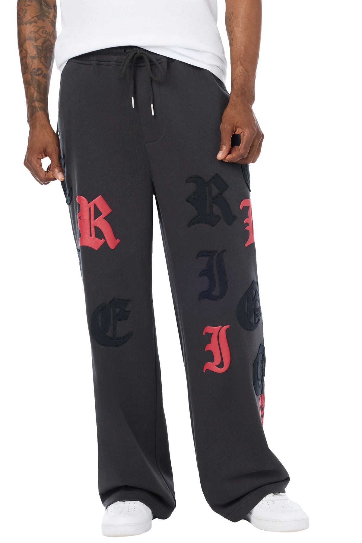 mens True Religion Tossed Logo Baggy Fleece Sweatpants