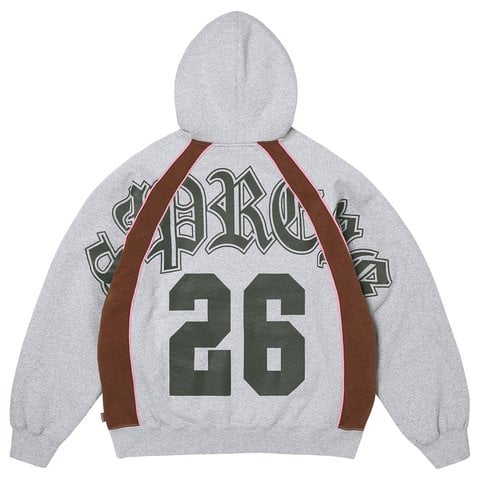 Supreme Paneled Zip Up Hooded Sweatshirt - Heather Grey