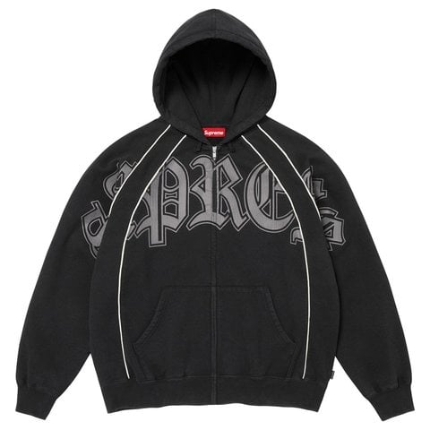 Supreme Paneled Zip Up Hooded Sweatshirt - Black