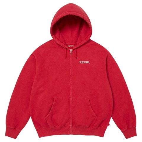 Supreme Blessed Applique Zip Up Hooded Sweatshirt - Red