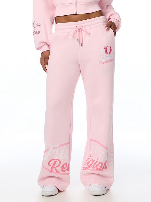 EMBROIDERED MR WIDE LEG PANTS