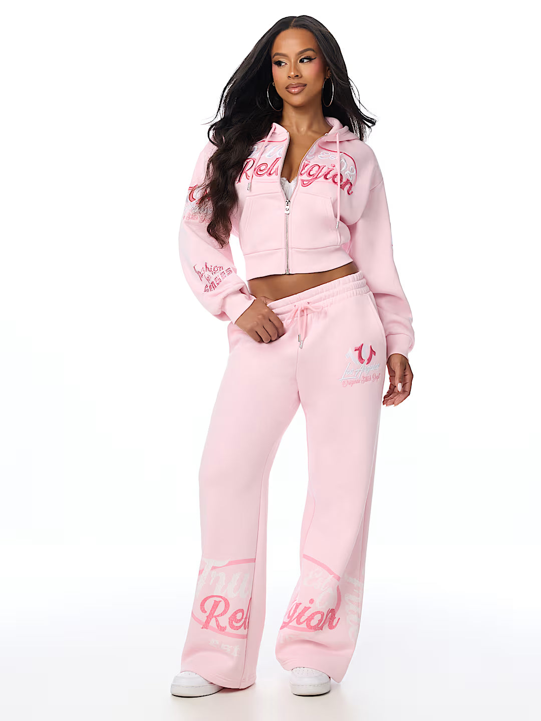 EMBROIDERED MR WIDE LEG PANTS