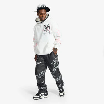 "Blade" Raw Hem Hoodie (white)