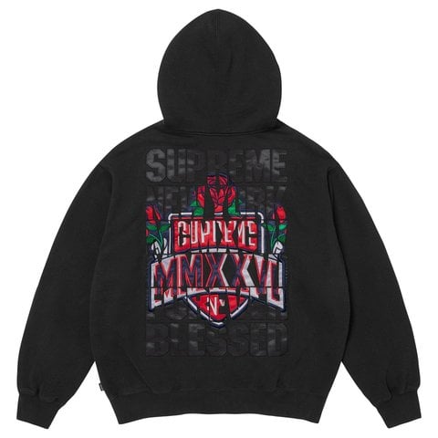 Supreme Blessed Applique Zip Up Hooded Sweatshirt - Black