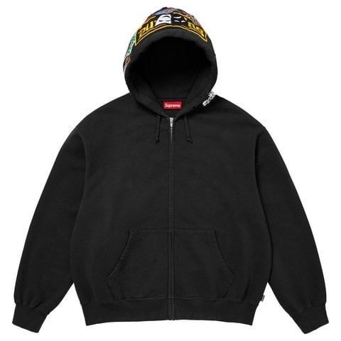 Supreme Patches Zip Up Hooded Sweatshirt - Black