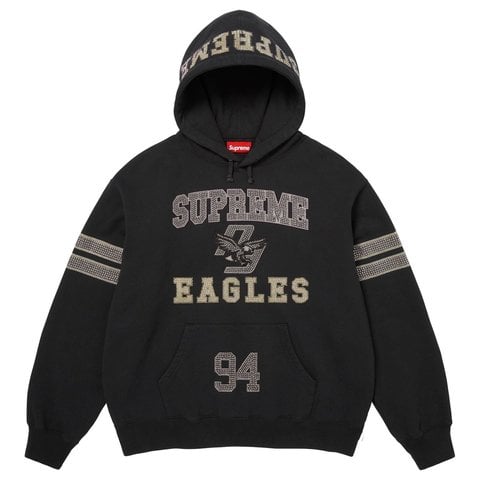 Supreme Rhinestone Eagle Hooded Sweatshirt - Black