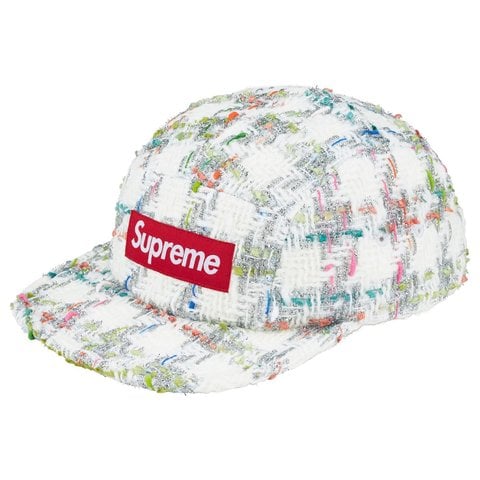 Supreme Metallic Bouclé Camp Cap - White