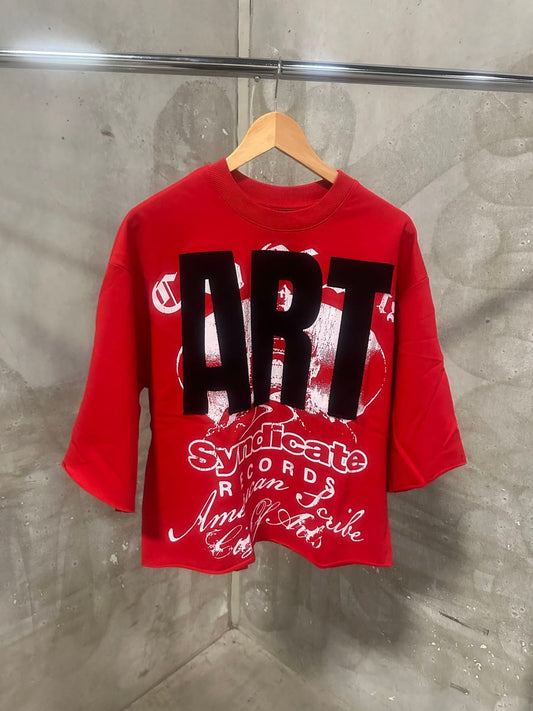 "ART" CROP TEE - RED