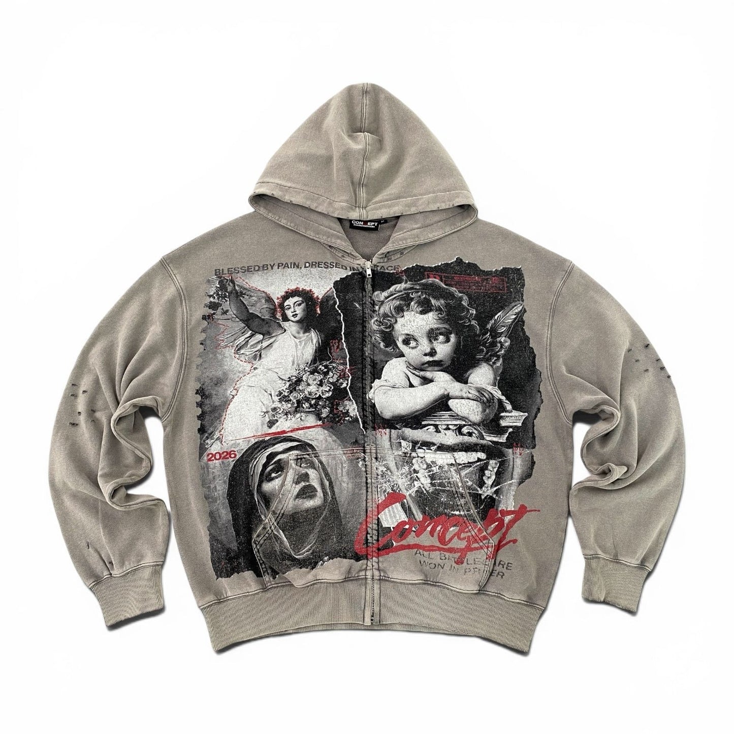 "Battles" Hoody - Gry Wash