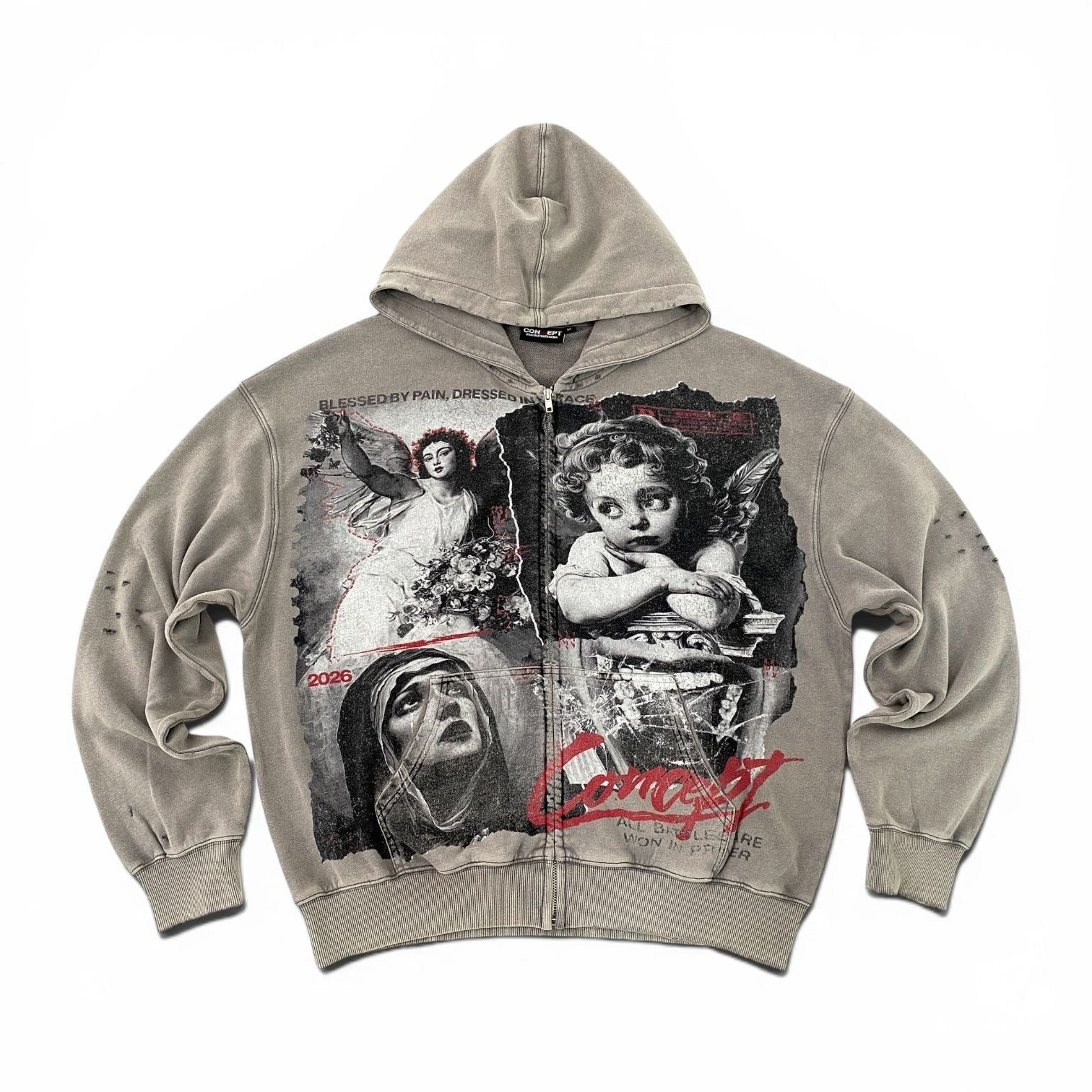 "Battles" Hoody - Gry Wash