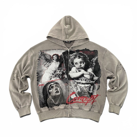"Battles" Hoody - Gry Wash