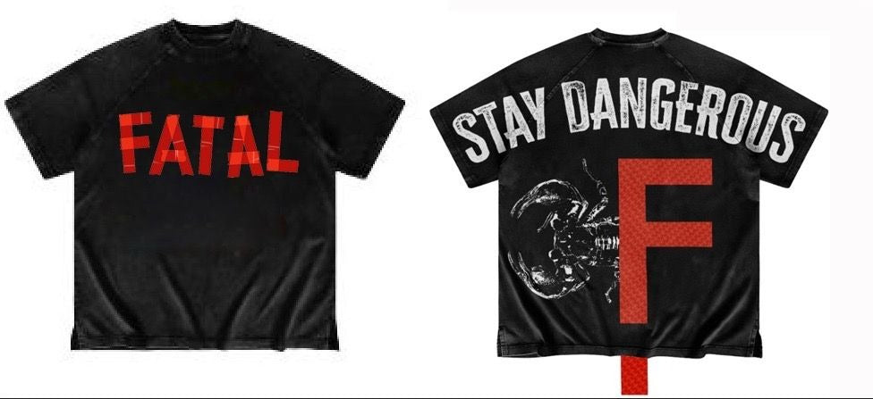 Red F Tee - Black