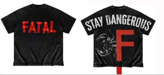Red F Tee - Black