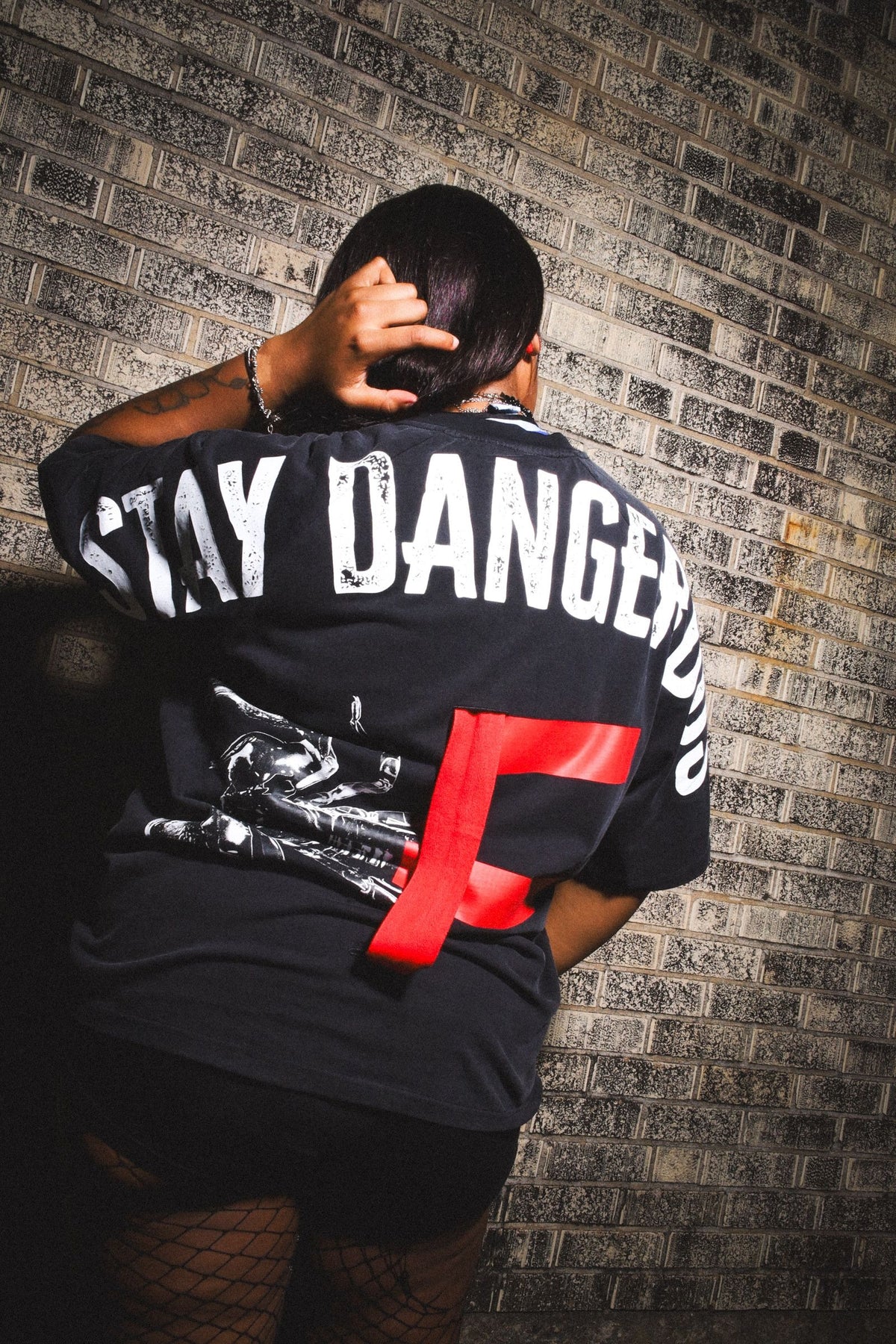 Red F Tee - Black