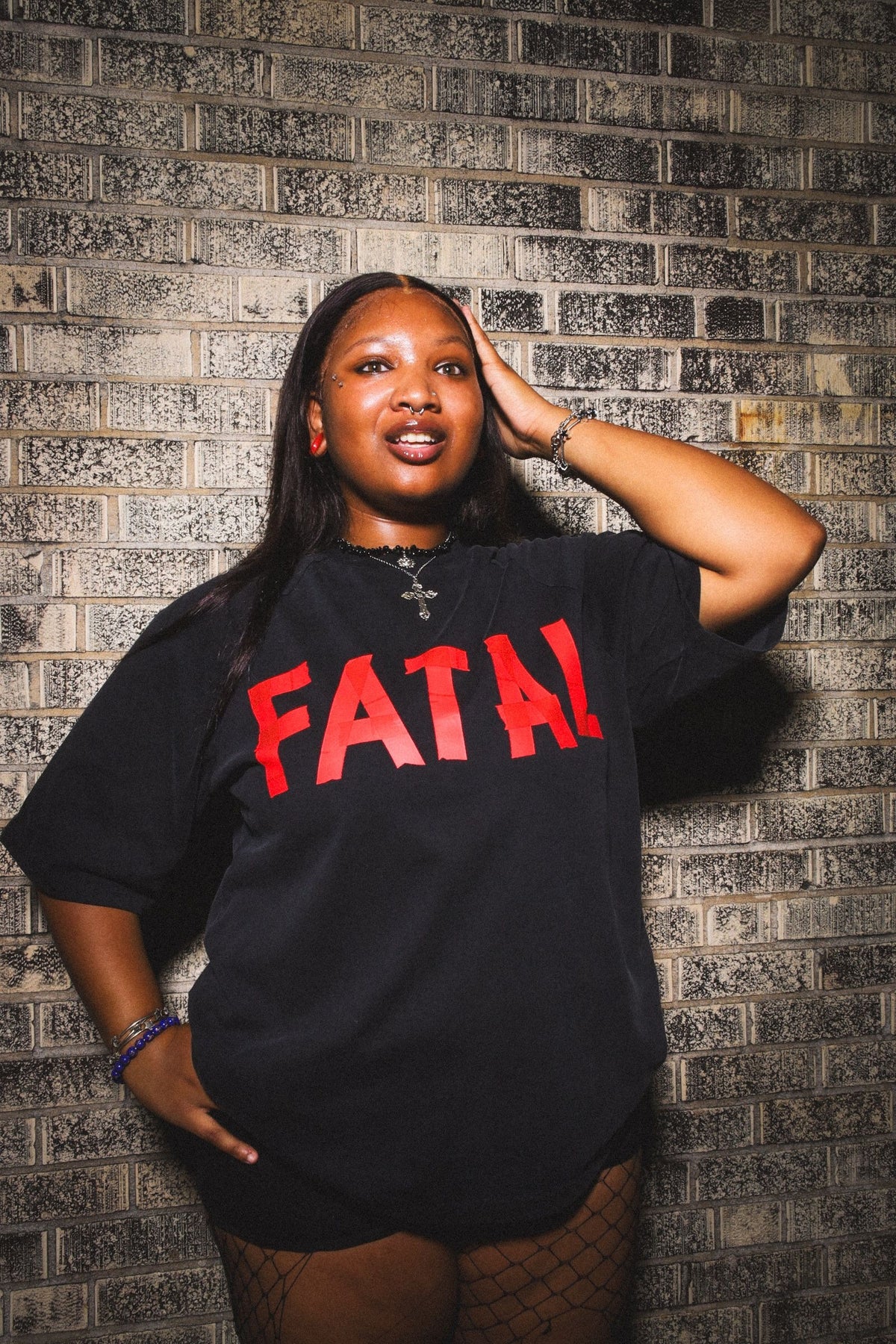 Red F Tee - Black