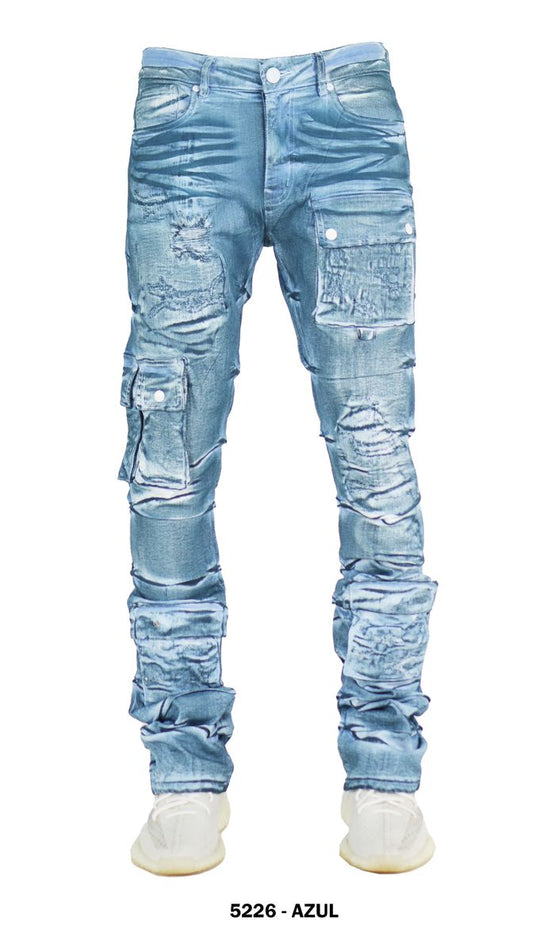 CARGO STACKED DENIM