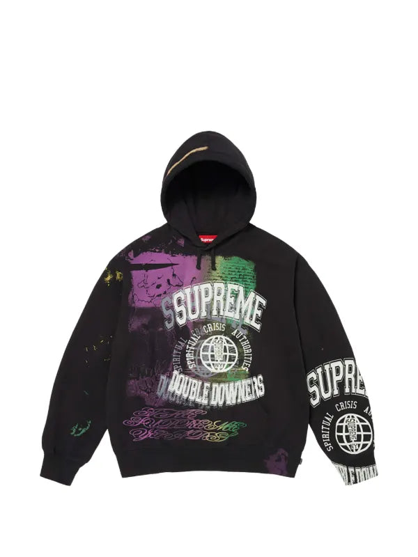 Supreme Overprint Hooded Sweatshirt/Black
