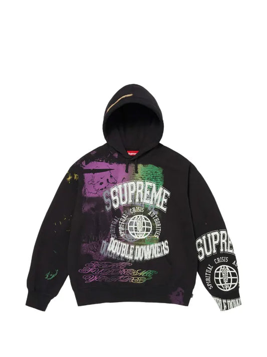 Supreme Overprint Hooded Sweatshirt/Black