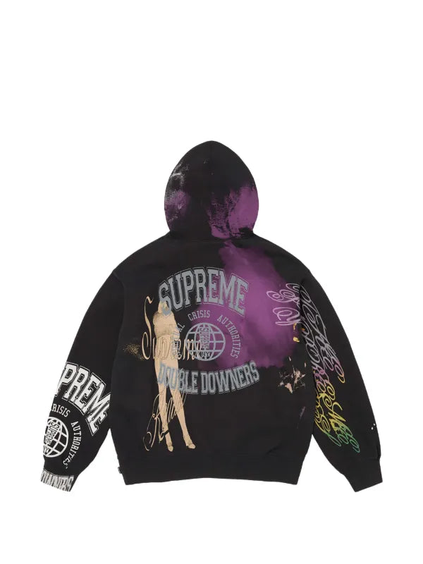 Supreme Overprint Hooded Sweatshirt/Black