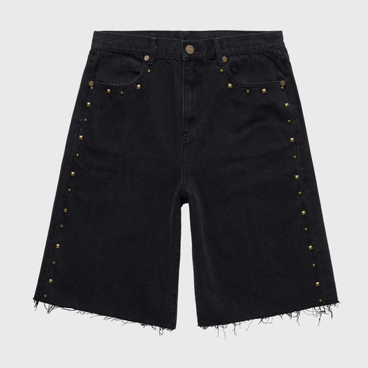 Studded Denim Shorts-HF