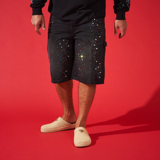 DUAA -SUPPLICATION'' STONE BLACK DENIM SHORT