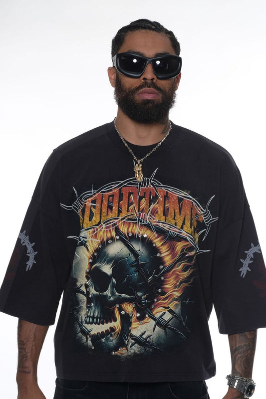 Stray wide & crop fit w/ 3/4 sleeve tshirt