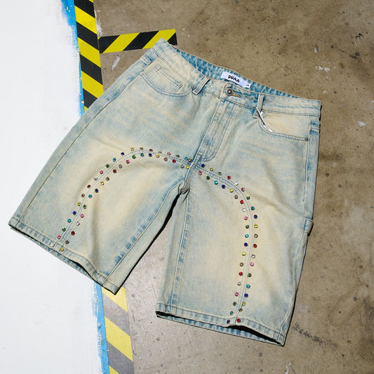 ''BOOMING'' U STONE BLUE DENIM SHORT