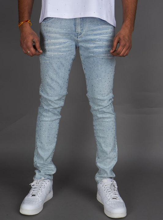 Rhinestone denim jeans