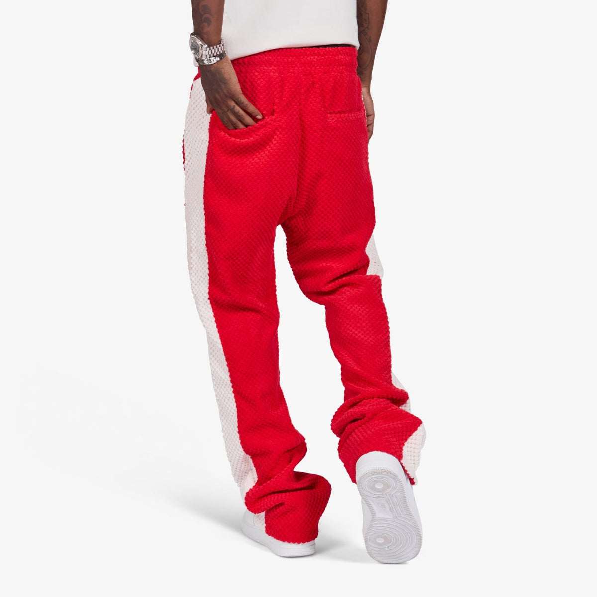 “MOJAVE” SWEATPANTS (RED BUBBLE FLEECE)