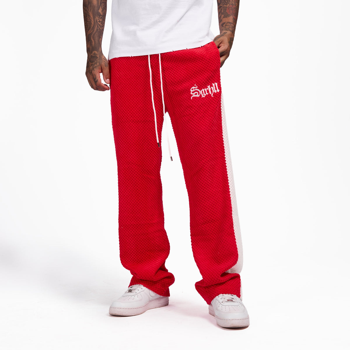 “MOJAVE” SWEATPANTS (RED BUBBLE FLEECE)