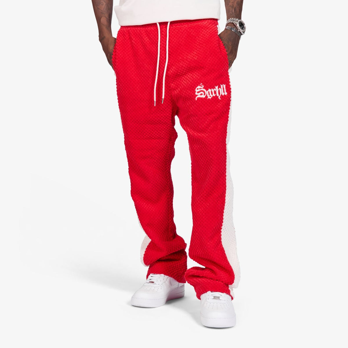 “MOJAVE” SWEATPANTS (RED BUBBLE FLEECE)