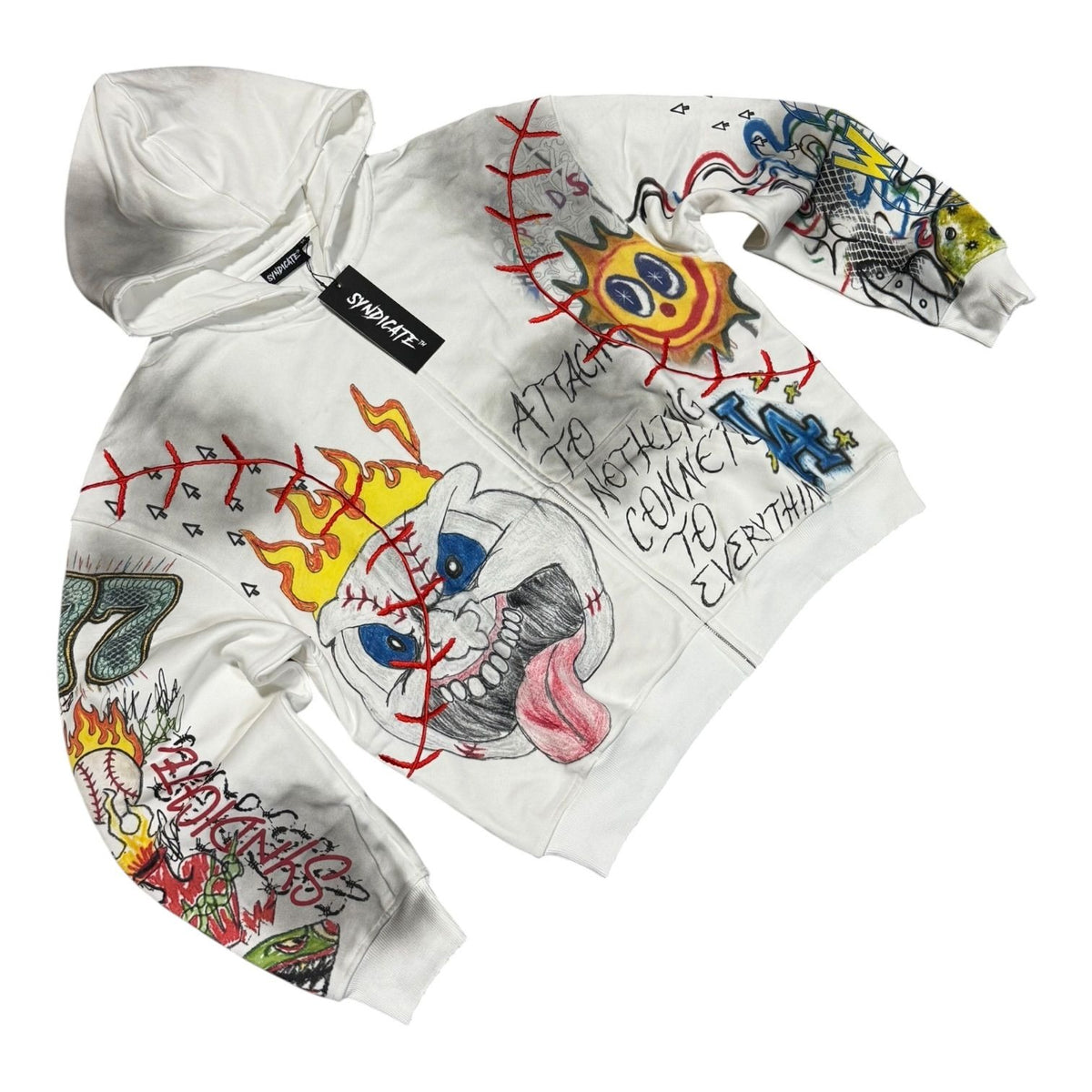 "Attached" Zip Up White