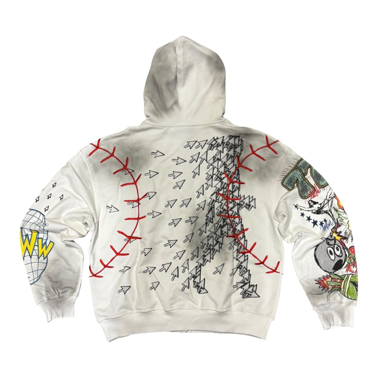 "Attached" Zip Up White