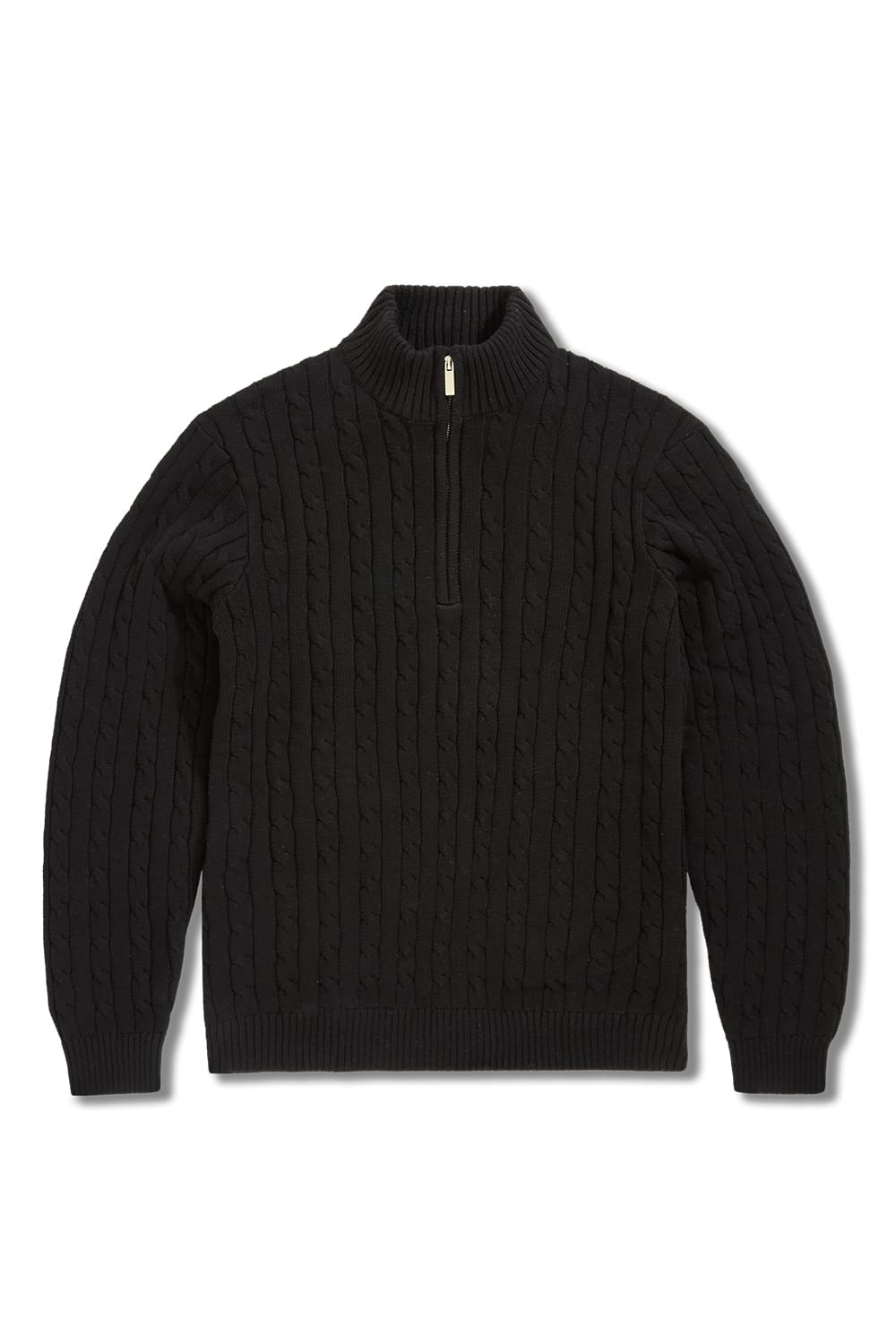 Montauk 1/4 Zip Cable Knit Sweater (Black)