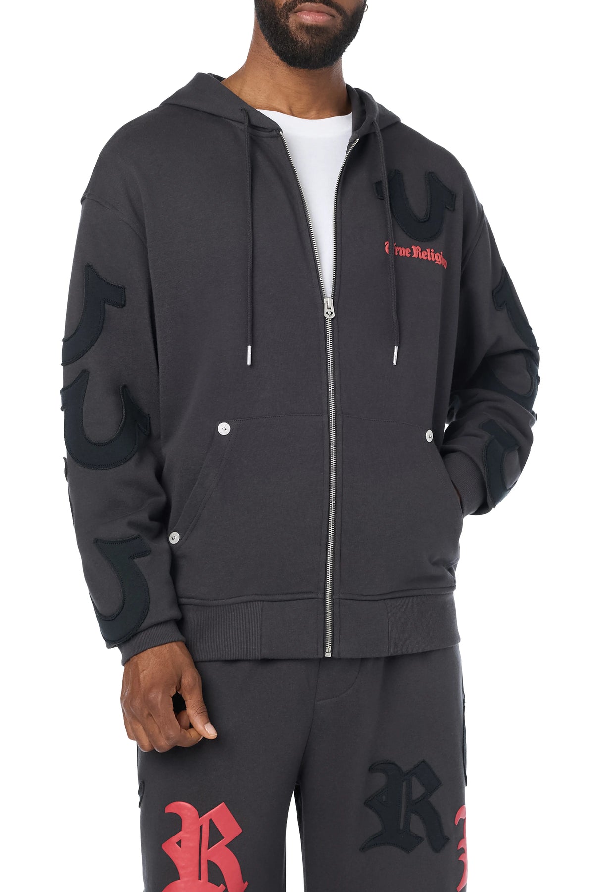 tossed logo zip hoodie